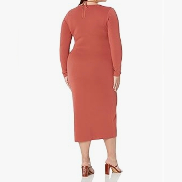 The Drop Women's Corbin Long-Sleeve Halter Detail Cutout Midi Dress #857 - Picture 8 of 9